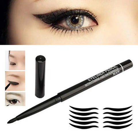 Black Eyeliner Pencil Not-blooming Quick Dry Waterproof Automatic Rotating  Eyeliner Easy Color Eyes Makeup Tools Thick Eyeliner