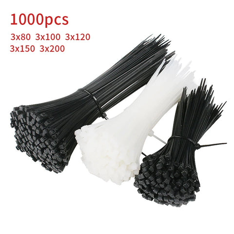 500Pcs/pack 3*200mm  width 1.8mm Black  color Self-locking Plastic Nylon Cable Ties