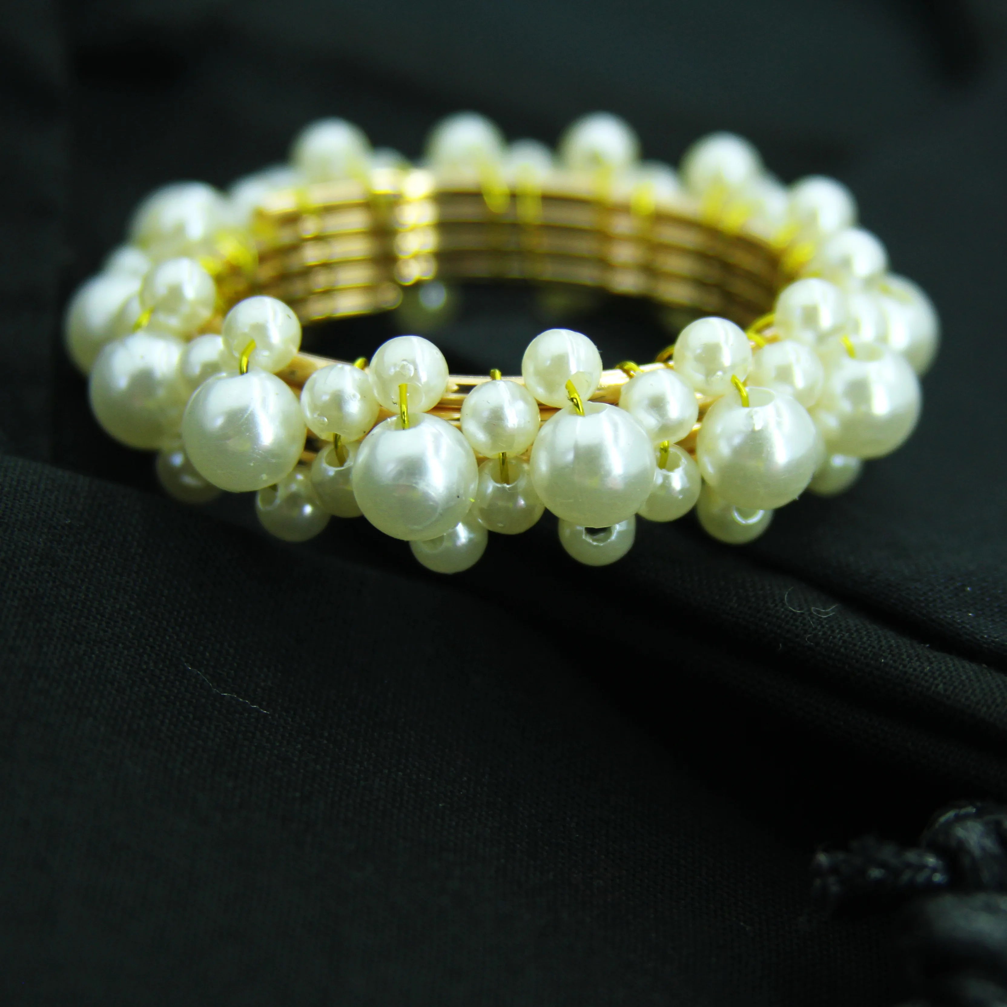 White Pearl Napkin Rings Beaded Wedding Napkin Ring