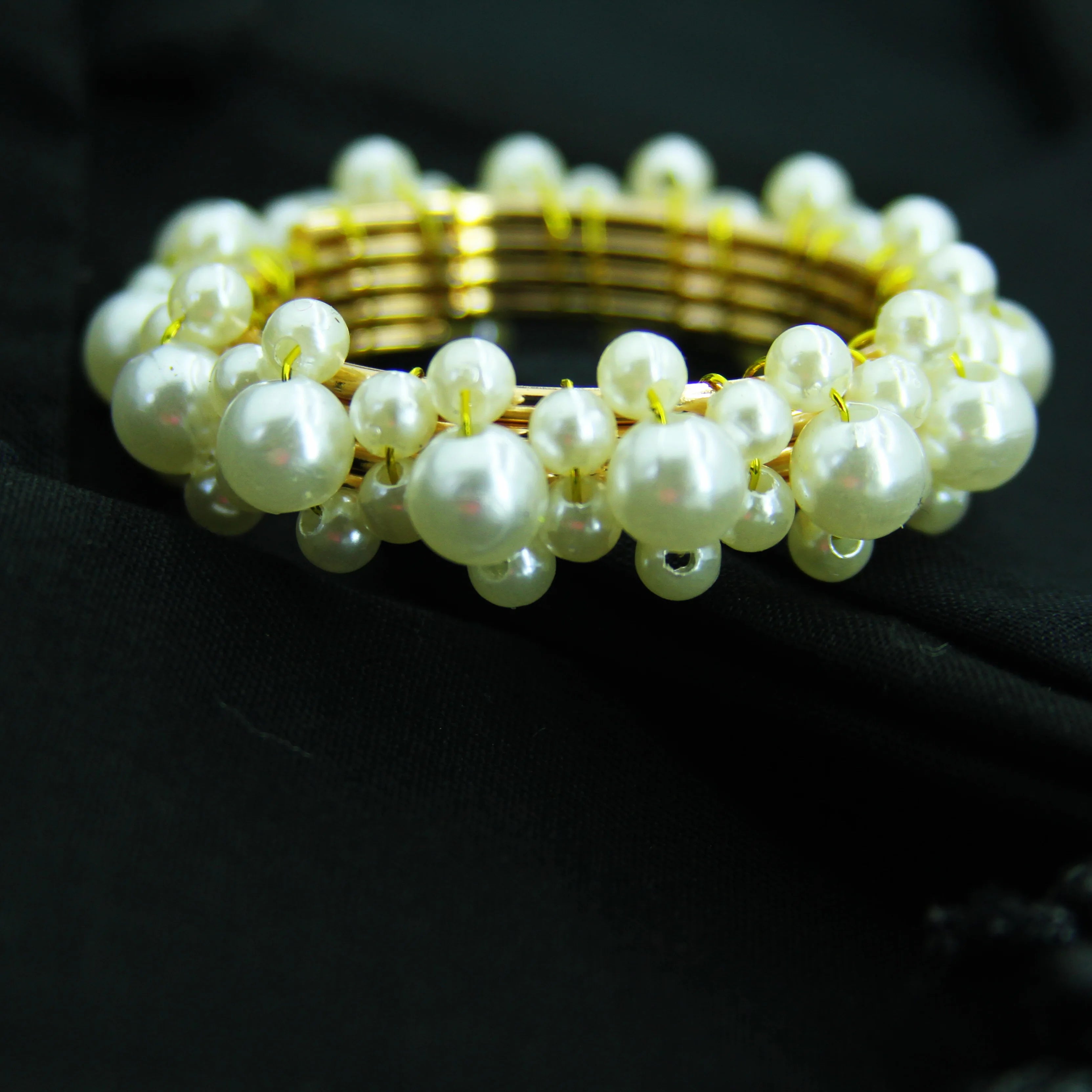 White Pearl Napkin Rings Beaded Wedding Napkin Ring