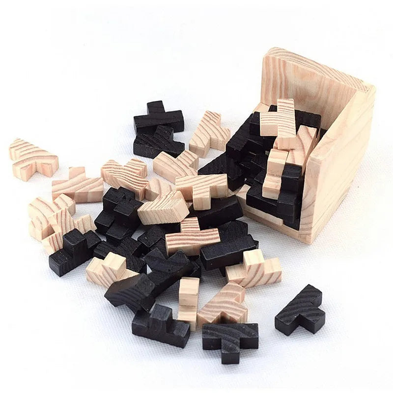 3D Wooden Puzzle Early Learning Educational Toys Kids IQ Brain Teaser Interlocking Cube