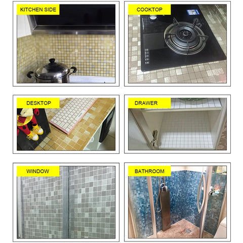 Bathroom Waterproof Tiles Wall Sticker Self-Adhesive Kitchen Stove Oil-Proof Fireproof Wallpaper