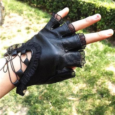 New Lace Sexy Woman Gloves Fingerless Black Riding Gloves Party Punk Driving Ladies Sexy Sports Gloves AGL001