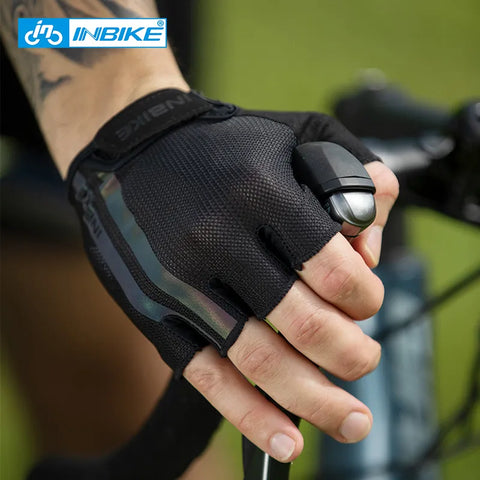 INBIKE Half Finger Cycling Gloves Sport Fitness MTB Bike Gloves Men Women Riding Thickened Palm Pad Bicycle Fingerless Gloves