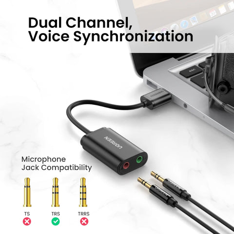 Sound Card External 3.5mm USB Adapter USB to Microphone Speaker Audio Interface